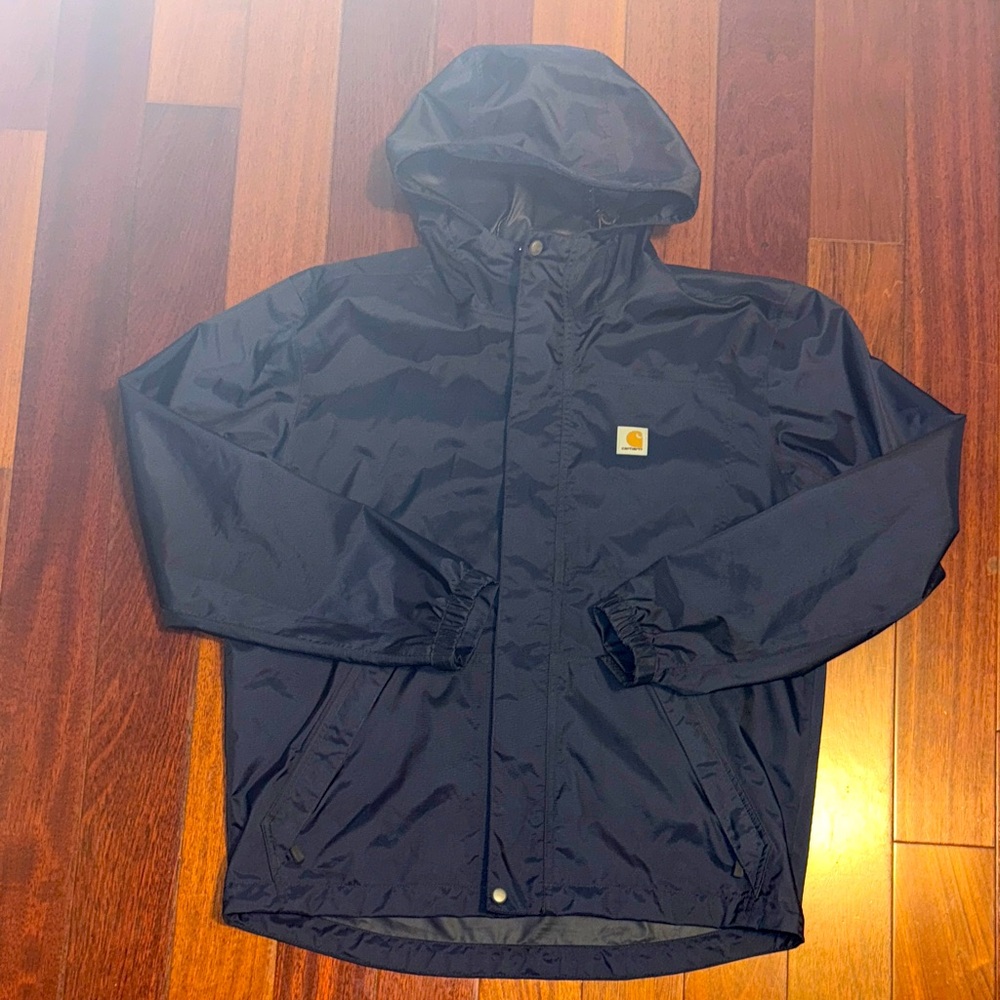 Carhartt Men's Navy Hooded Raincoat new condition